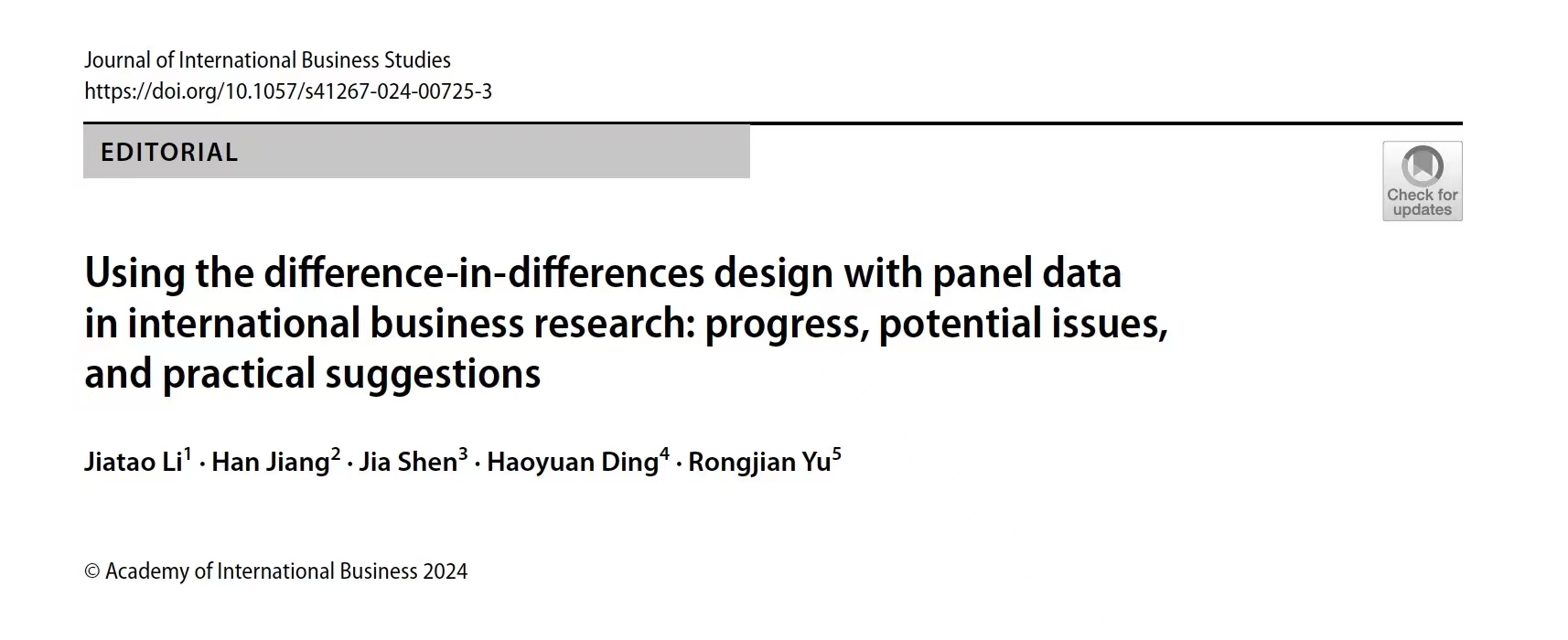  journal of international business studies 